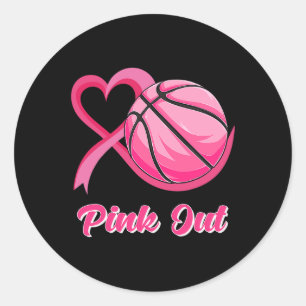 Herz Ribbon Basketball Pink Out Brustkrebs Awa Runder Aufkleber