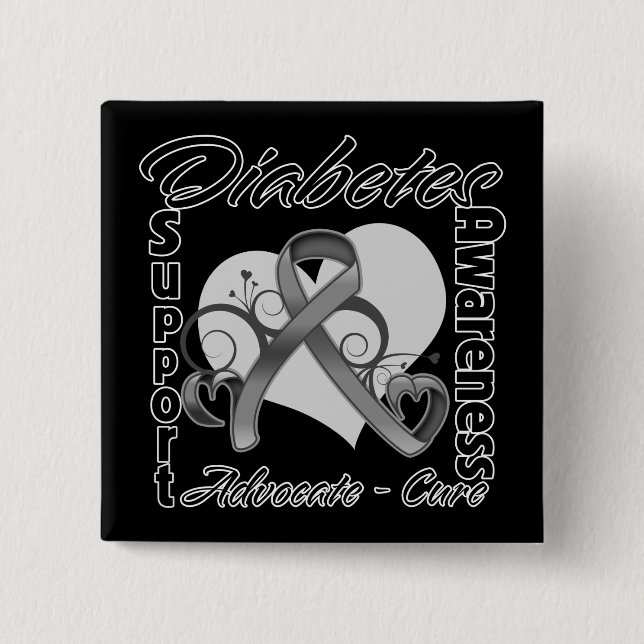 Herz Ribbon - Bewusstsein für Diabetes Button (Vorderseite)