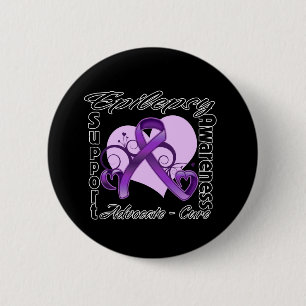 Herz Ribbon - Epilepsie Bewusstsein Button