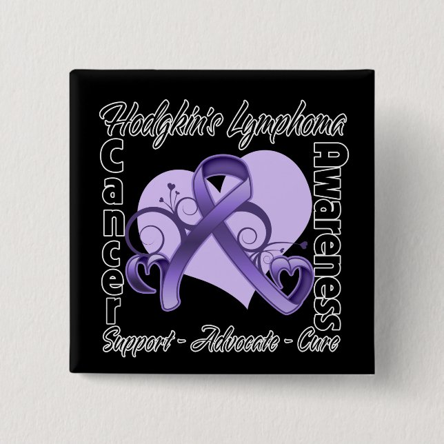 Herz Ribbon - Hodgkins Lymphom Bewusstsein Button (Vorderseite)