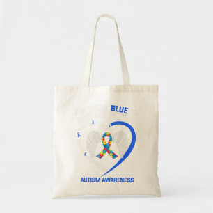 Herz Ribbon ich tragen Blau für meine Schwester Au Tragetasche