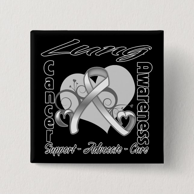 Herz Ribbon - Lungenkrebs-Bewusstsein Button (Vorderseite)