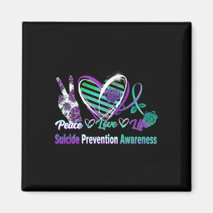 Herz Ribbon Rose Peace Liebe Psychische Gesundheit Magnet
