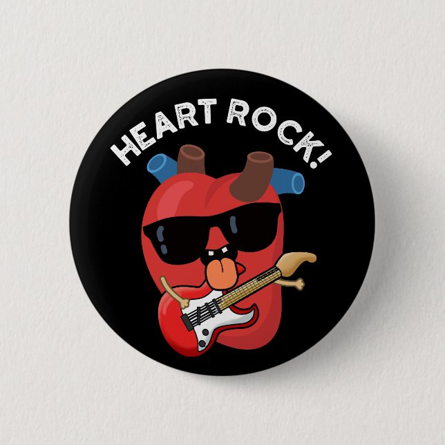 Herz Rock Lustiger Musik Punsch Dunkler Hintergrun Button (Vorderseite)