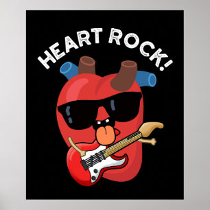 Herz Rock Lustiger Musik-Wortspiel Dunkler Hinterg Poster