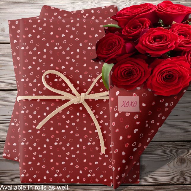 Herz - Rosa am dunklen Roten Ombre Geschenkpapier Set (Hearts - Pink on Dark Red Ombre Wrapping Paper Sheets - by Leapfroglisics Shop)
