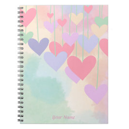 Herz Rosa grüne Lila Wasserfarbe Personalisiert Notizblock