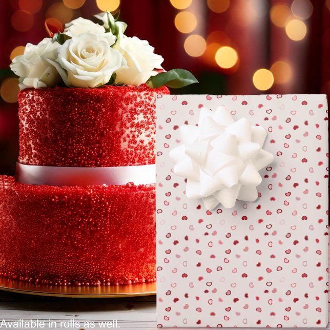 Herz - Rosa Rotes Ombre auf weißem Zement Geschenkpapier Set (Hearts - Pink Red Ombre on white cement Wrapping Paper Sheets - cake - by Leapfroglisics Shop)