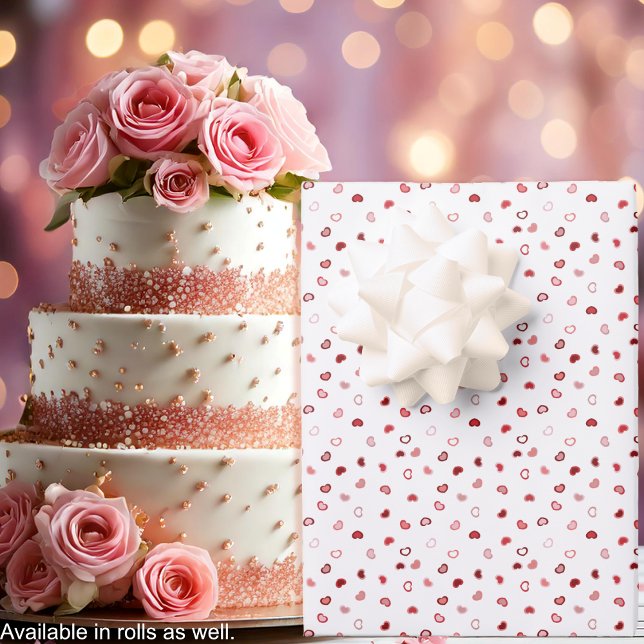 Herz - Rosa Rotes Ombre in Weiß Geschenkpapier Set (Hearts - Pink Red Ombre on White Wrapping Paper Sheets-cake-by Leapfroglisics Shop)