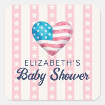 Herz & Rosa Sterne Streifen Mädchen Baby Shower