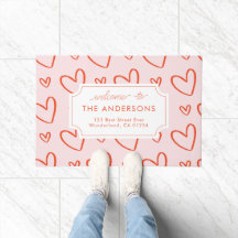 Herz - rosa und rote Familienadresse