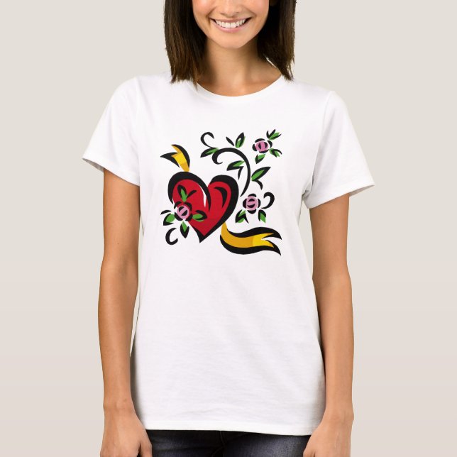 Herz, Rose, Band T-Shirt (Vorderseite)