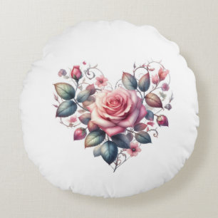 Herz-Rose Rundes Kissen