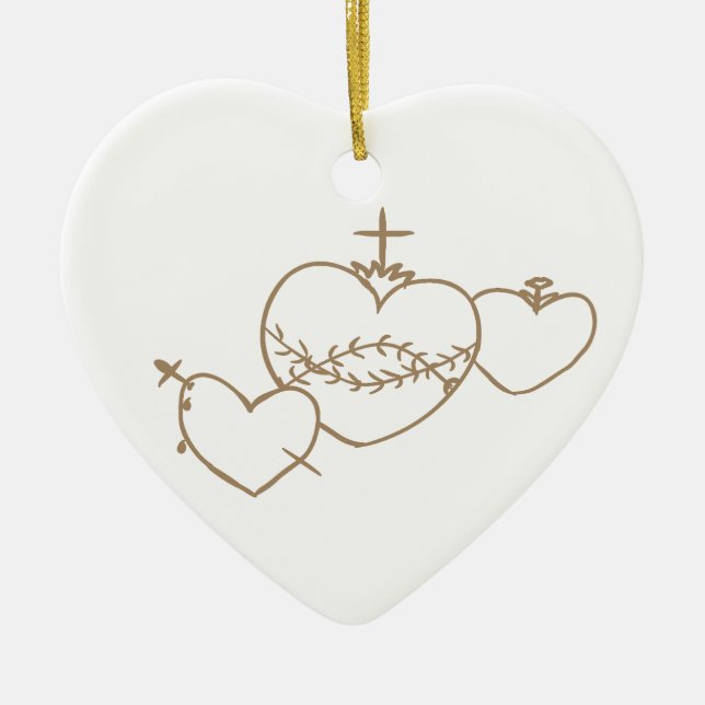 Herz-Rosenkranz-Weihnachtsbaumanhänger Keramik Ornament (Vorne)