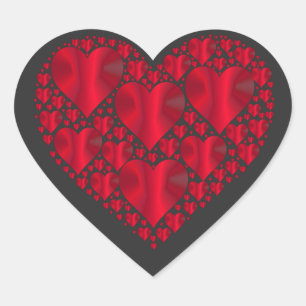 Herz, rotes und glänzendes Herz-Muster, Herz-Aufkleber