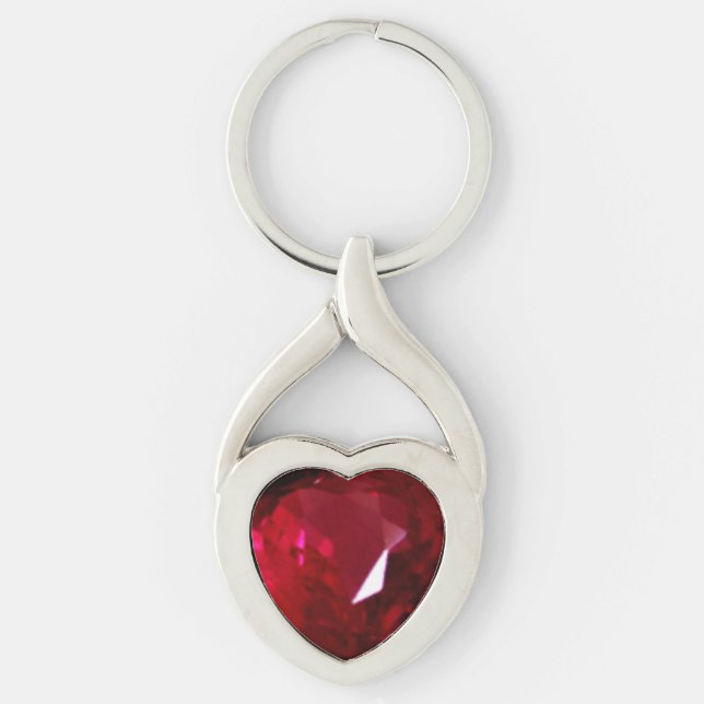 Herz Ruby Gemstone Schlüsselanhänger (Vorderseite)