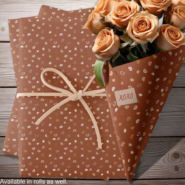 Herz-Rustikal Brown-Valentine für Ihm oder Hochzei Geschenkpapier Set (Hearts-Rustic Brown-Valentine's for Him orWedding Wrapping Paper Sheets-roses-by Leapfroglisics Shop)