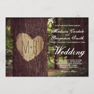 Herz Rustikaler Baum Einladungen für Hochzeiten