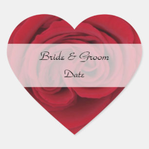 Herz-Save the Date-Aufkleber — Rote Rose Herz-Aufkleber