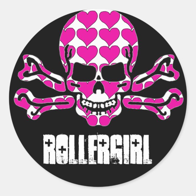 Herz-Schädel Runder Aufkleber (Vorderseite)