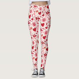 Herz-, Schleifen- und Liebesbrief-Valentinstag Leggings