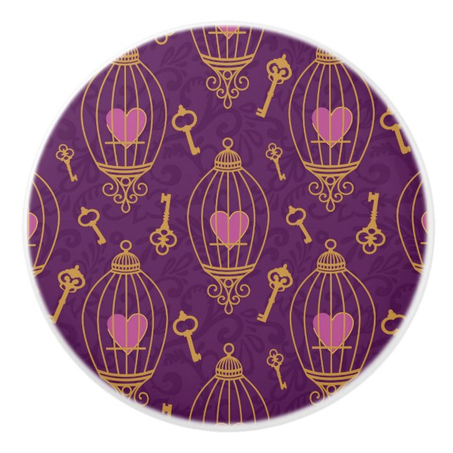 Herz-Schlüssel-Muster Keramikknauf (Vorderseite)