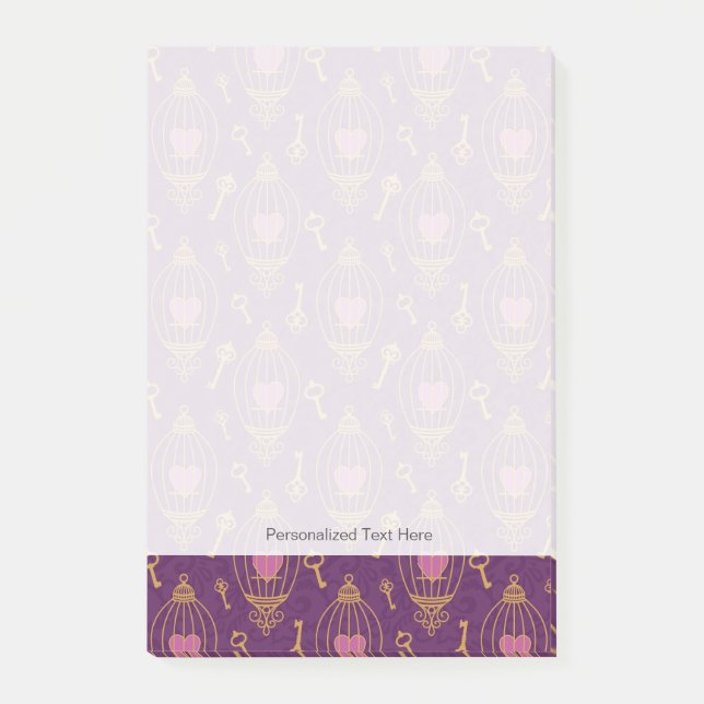 Herz-Schlüssel-Muster Post-it Klebezettel (Vorderseite)