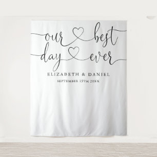 Herz-Script-Hochzeits-Photobooth-Hintergrund Best Wandteppich