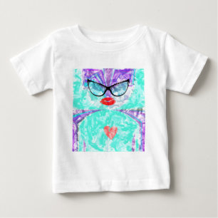 Herz-Selfie-Whimsical-Porträt Türkiser Hintergrund Baby T-shirt