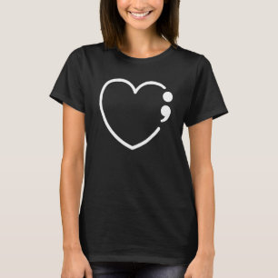 Herz Semicolon Green Ribbon Mental Health Awarene T-Shirt