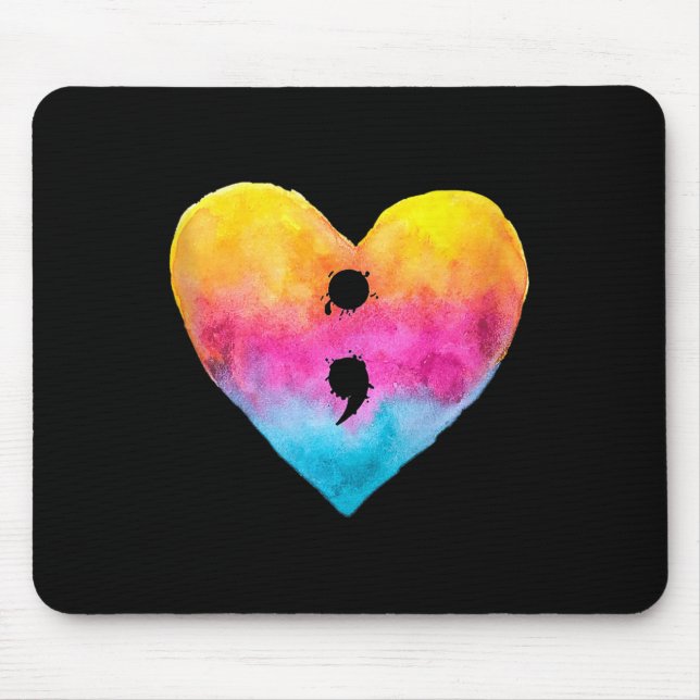 Herz Semikolon Projekt Suizidprävention Mental  Mousepad (Vorne)