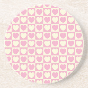 Herz-Serie-1--Rosa&wht karierte Auflage 1 von 5 pa Untersetzer