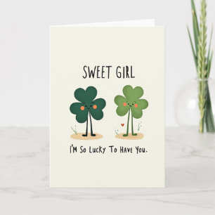 Herz-Shamrock-Süßes-Mädchen-Karte Karte