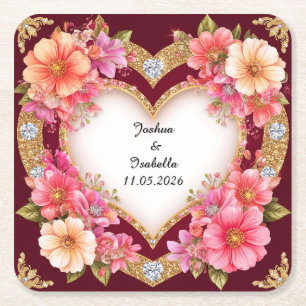 Herz-Shaped Floral Arrangement Rechteckiger Pappuntersetzer
