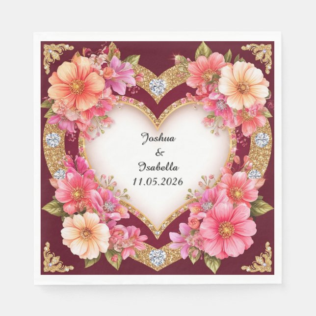 Herz-Shaped Floral Arrangement Serviette (Vorderseite)