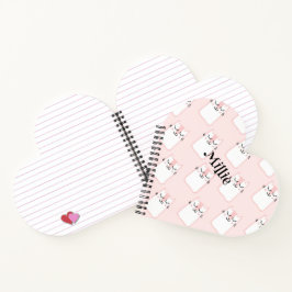 Herz-Shaped Pink Cat Pattern School Spiral Notizbuch