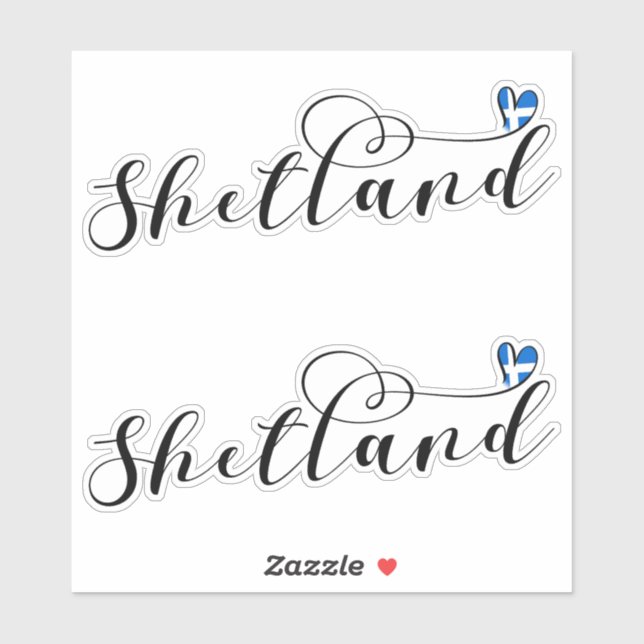 Herz Shetland Flag, Shetland Islands Aufkleber (Blatt)