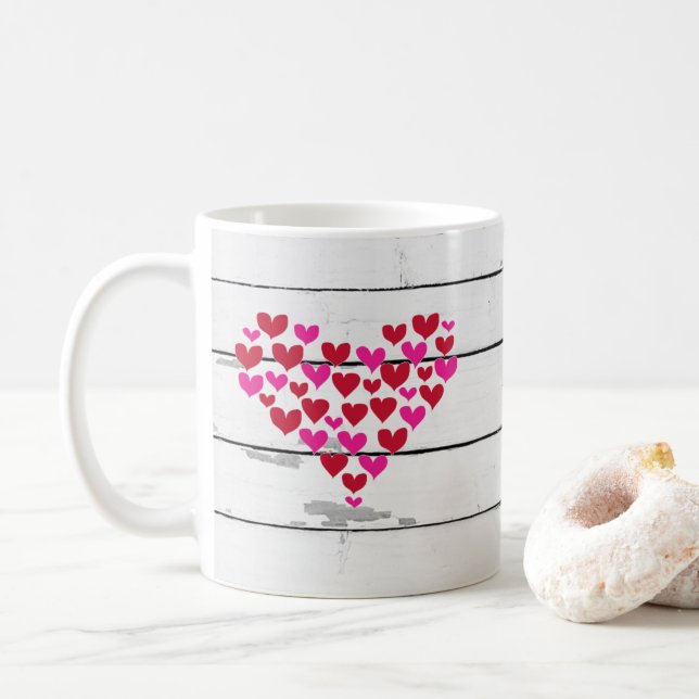 Herz Shiplap Rustic Nautic Coffee Tasse (Mit Donut)