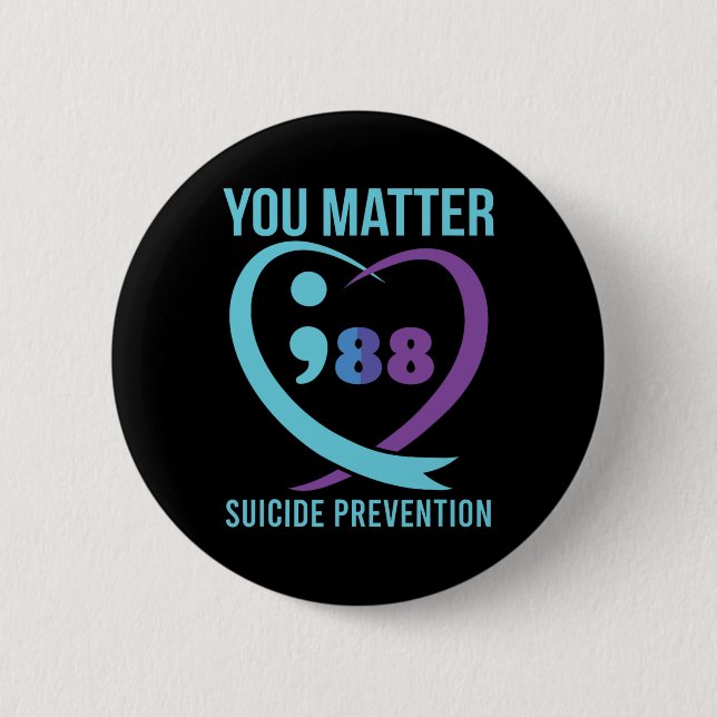 Herz-Sie-Problem 988 Suizidprävention Bewusstsein Button (Vorderseite)