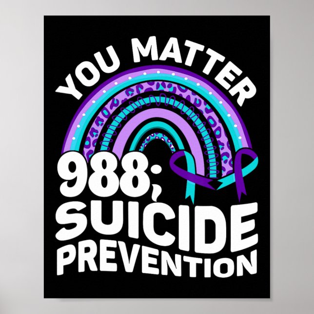 Herz-Sie-Problem 988 Suizidprävention Bewusstsein Poster (Vorne)