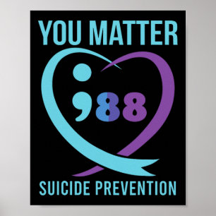 Herz-Sie-Problem 988 Suizidprävention Bewusstsein Poster