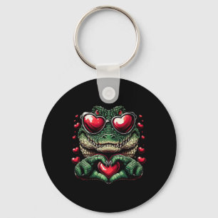 Herz signieren Hand Krokodile Mens Womens Crocodil Schlüsselanhänger