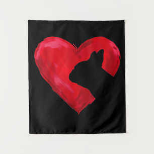 Herz Silhouette Valentinstag French Bulldog Gif Wandteppich