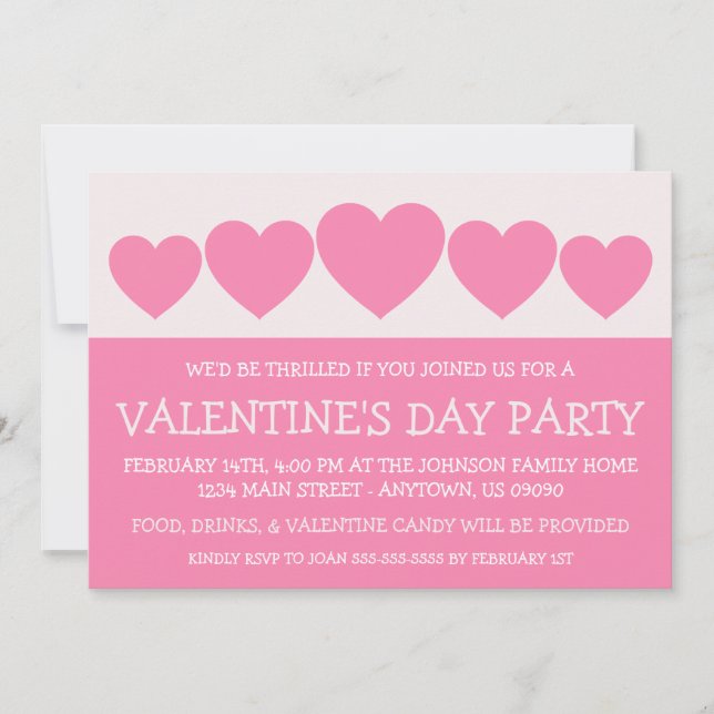 Herz-Silhouette Valetines Tag (Rosa) Einladung (Vorderseite)