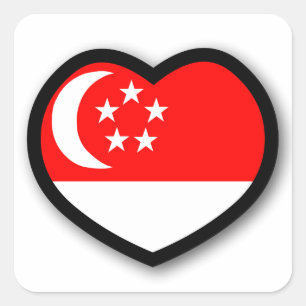 Herz-Singapur-Aufkleber Quadratischer Aufkleber