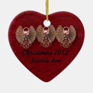 Herz-Sisterly Liebe-personalisierte Verzierung Keramikornament