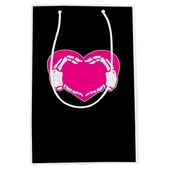 Herz Skeleton Hände Gothic Valentine Classic Mittlere Geschenktüte (Vorderseite)
