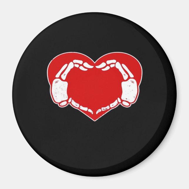 Herz Skeleton Hände Gothic Valentine Red Classic Magnet (Vorne)