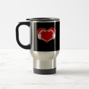 Herz Skeleton Hände Gothic Valentine Red Classic Reisebecher