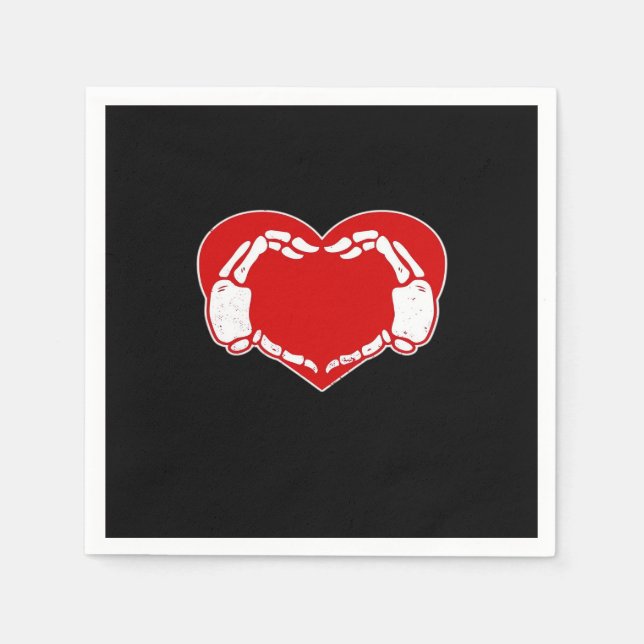 Herz Skeleton Hände Gothic Valentine Red Classic Serviette (Vorderseite)